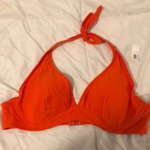 NWT! Orange lightly lined halter bikini top